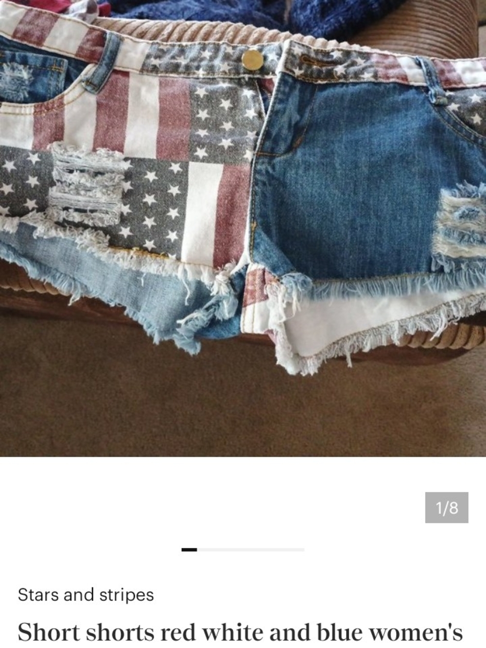 Patriotic Distressed Denim Shorts - Red, White & Blue